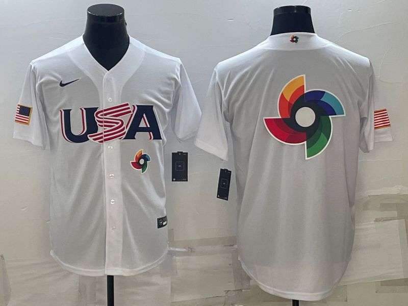 Men 2023 World Cub USA Blank White Nike MLB Jersey4->more jerseys->MLB Jersey